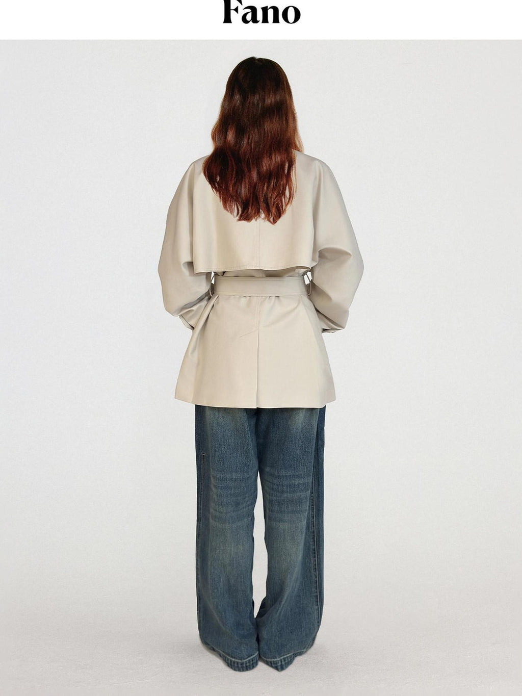 fano Korean Commuter Loose Double Breasted Midlength Women Poly Viscose Trench Coats