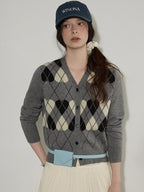 Lofi choose Acrylic Blend Colorblock Relaxed Fit Office Women Heart Buttoned Gray Cardigans