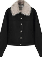 fano Detachable Padded Liner Casual Loose Women Pocket Poly Stretch Cropped Jackets