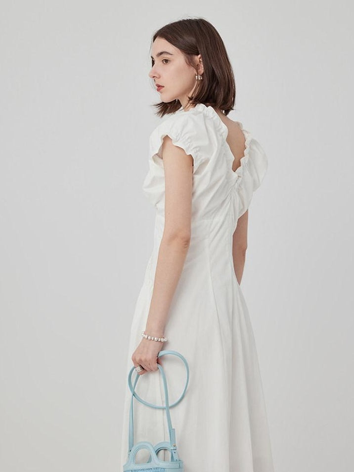 fano Flattering Natural Waist Korean A Line Casual Women Round Neck Maxi Dresses