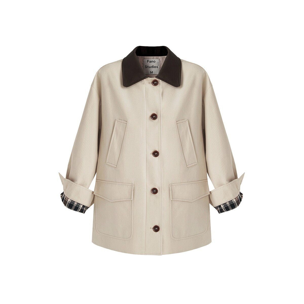 fano_Patchwork_Loose_Fit_Korean_Casual_100_Percent_Cotton_Green_Khaki_Short_Coat_MISSTT