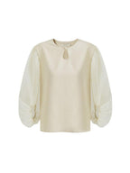 unspoken Breathable Original Loose Spliced Lantern Sleeve Pullover Polyester Blouses