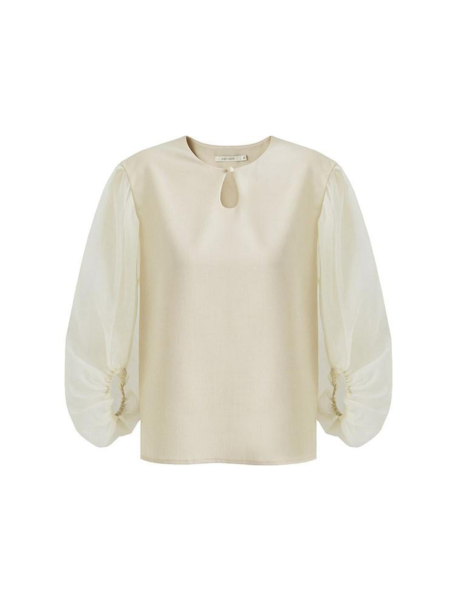 unspoken Breathable Original Loose Spliced Lantern Sleeve Pullover Polyester Blouses