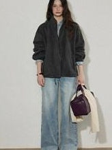 Lofi choose High Rise Vintage Wash Office Straight Detail Women Blue Flared Jeans