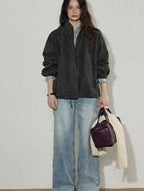 Lofi choose High Rise Vintage Wash Office Straight Detail Women Blue Flared Jeans