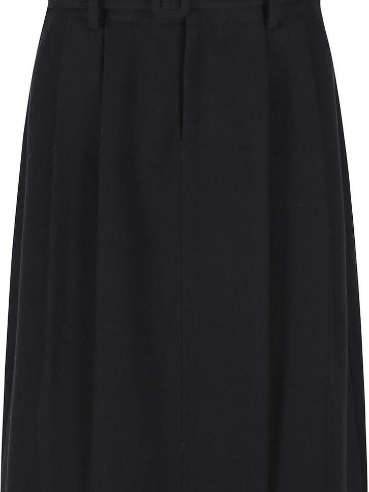 fano Shape Retaining High Waist Pleated A Line Casual Women Cotton Maxi Skirts