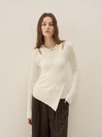 someone sometimes Polyester Blend Knit V-neck Slim Fit Sweet Ivory Women Long Sleeve T-Shirts