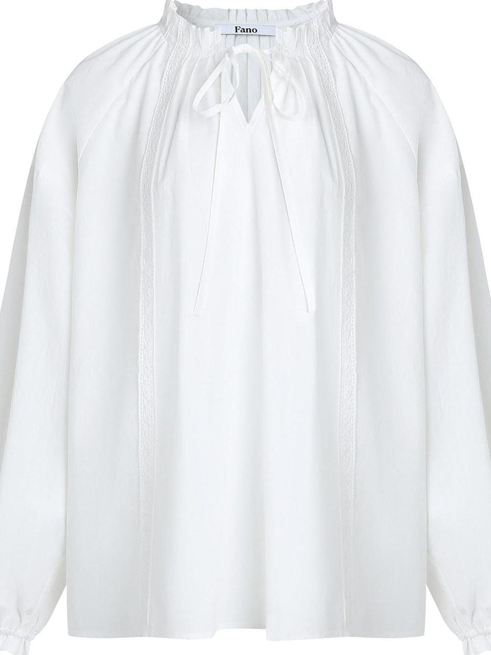 fano Breathable Lyocell Cotton Loose Round Neck Korean Long Sleeve White Blouses