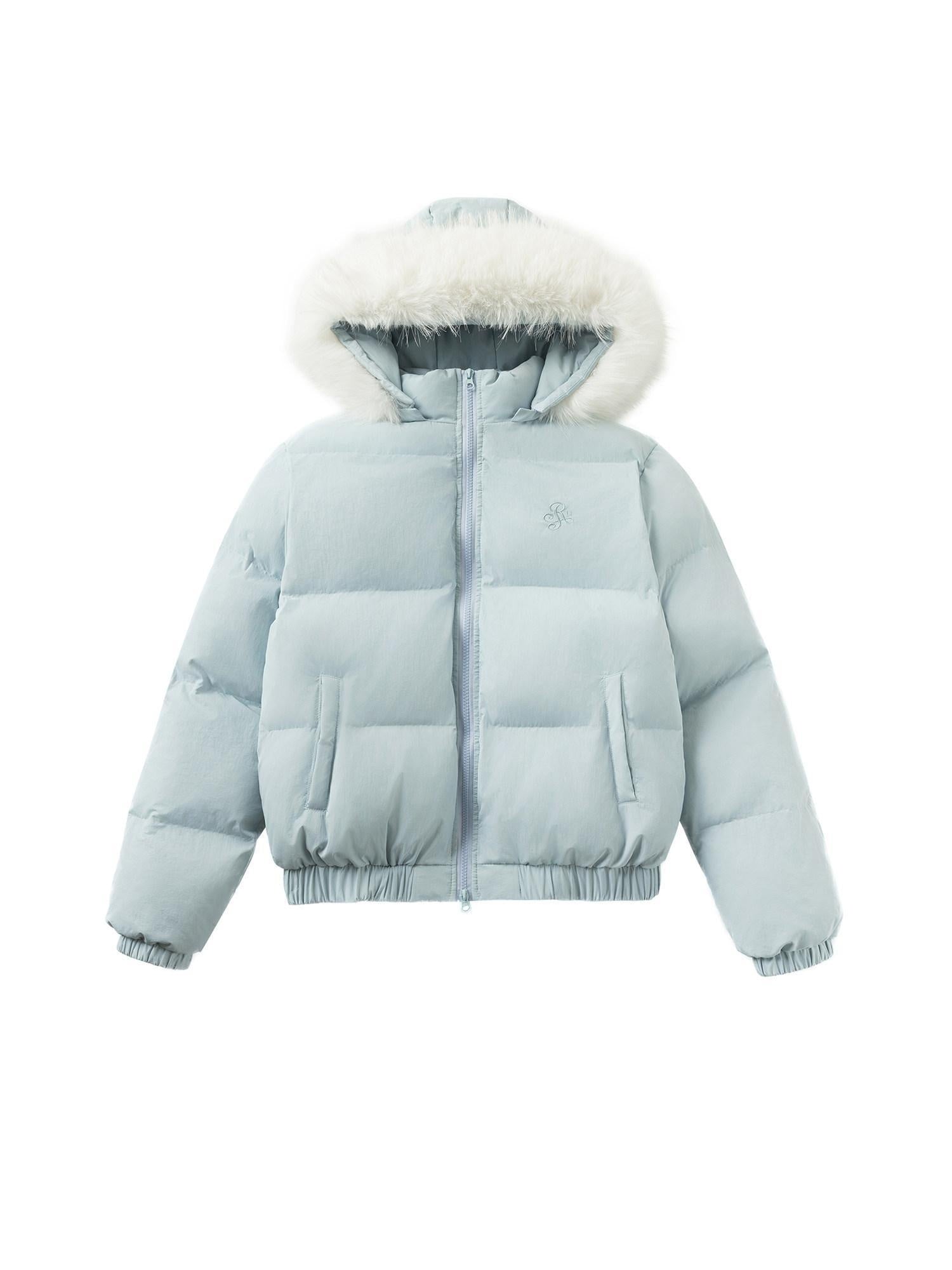 ikyou Thick Embroidered Detachable Hood Straight Fit Commuter Polyester Puffer Jackets