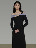 unspoken Tencel High Waist Asymmetrical Off Shoulder A Line Knit Women Maxi Dresses