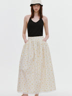 fano Lined 100% Cotton Soft Plaid A Line Mid Waist Loose Fit Korean Maxi Skirts