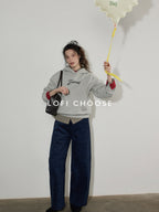 Lofi choose Fleece Lined Oversized Hooded Pullover Commuter Style Women Heather Gray Hoodie