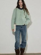 Lofi choose Soft Acrylic Commuter Loose Fit Solid Crewneck Women Knitwear Sweaters