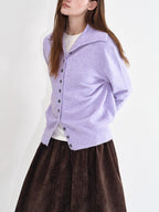 fano Recycled Fiber Loose Fit Casual High Neck Button Long Sleeve Women Cardigans