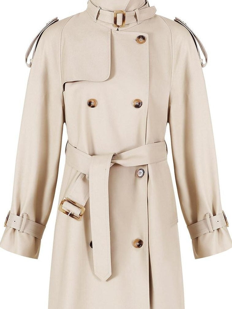 fano Mid Length Single Breasted Korean Commuter Straight Fit Solid Women Trench Coats