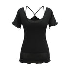 someonesometimes Soft Tencel Lyocell Blend U Neck Two Piece Casual Short Sleeve T-Shirts