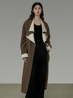 unspoken Minimalist Office Loose Longline Poly Blend Women Green Trench Coats