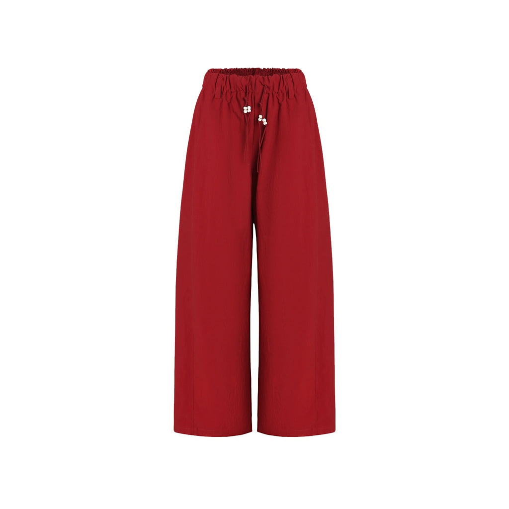fano_High_Waist_Elastic_Minimal_Korean_Workwear_Wide_Leg_Nylon_Red_Straight_Pants_MISSTT