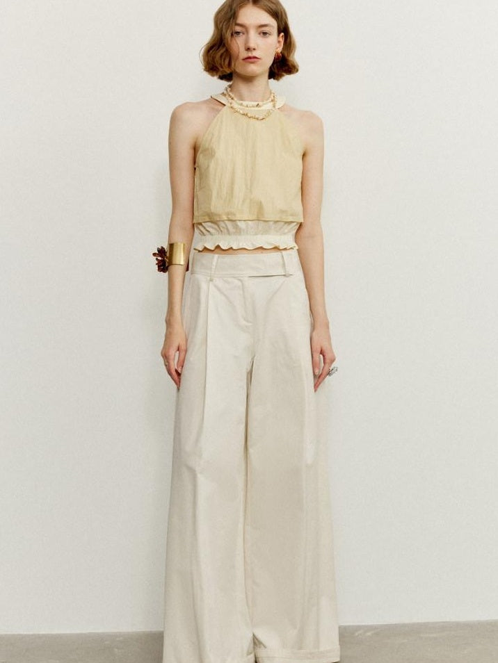 someone sometimes Ruffle Original Slim Fit Melon Halter Cotton Mix Top & Skirt Sets