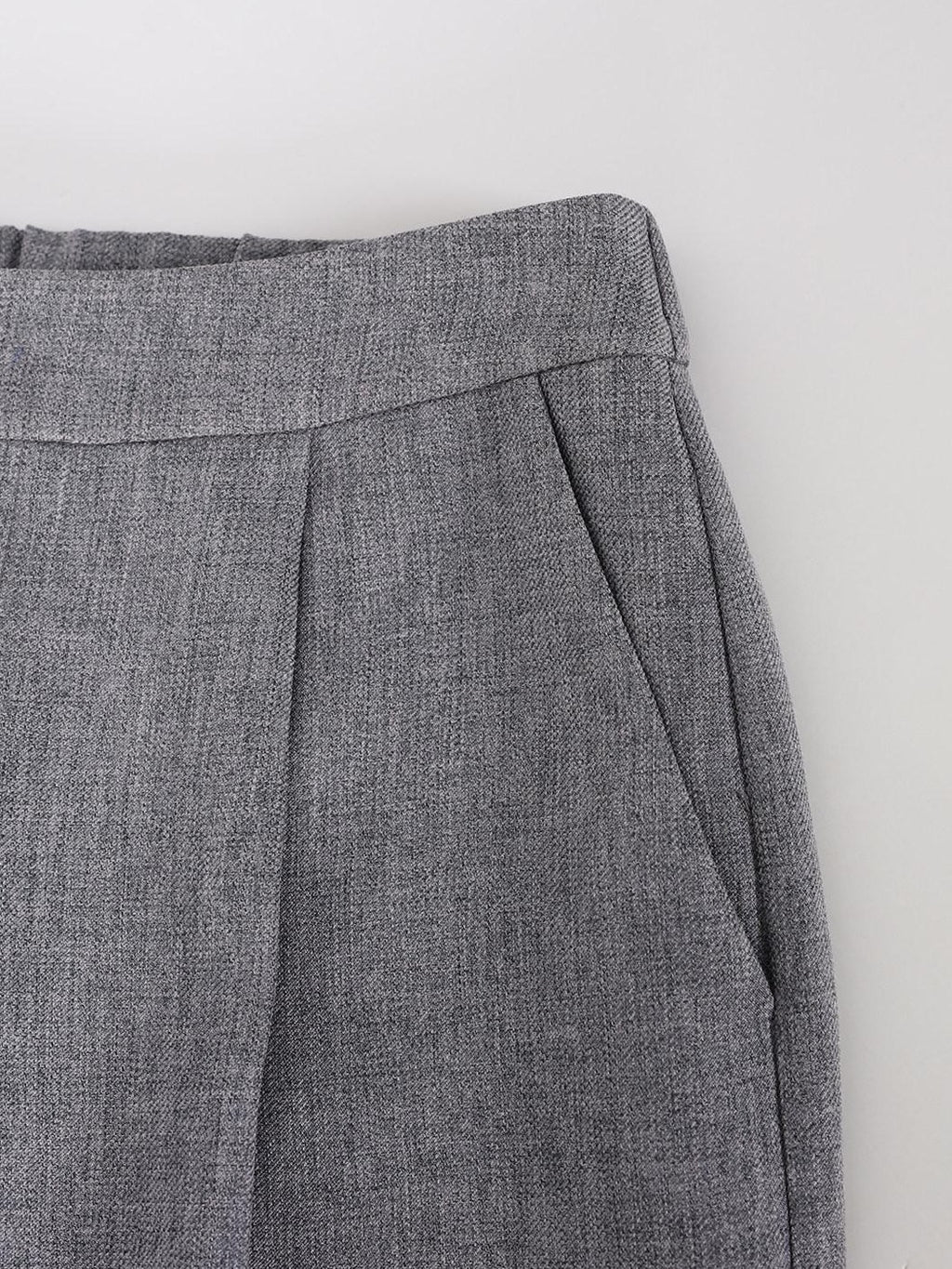 audreyyang Comfortable Pleated Natural Waist Women Polyester Zip Fly Wide Leg Pants