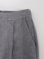 audreyyang Comfortable Pleated Natural Waist Women Polyester Zip Fly Wide Leg Pants