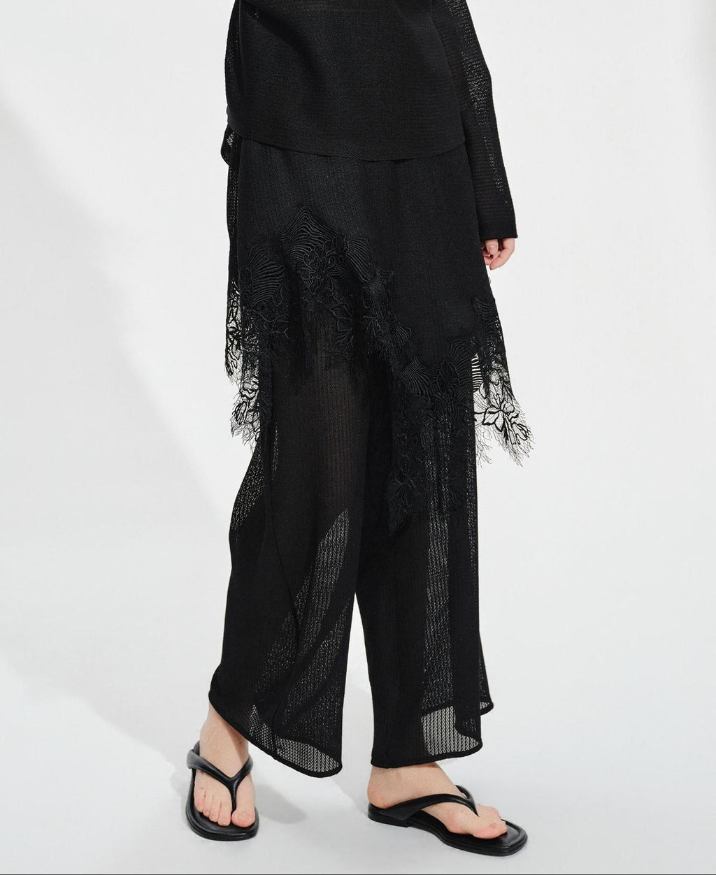 audreyyang Soft Viscose Blend Natural Waist Casual Flowy Women Black White Wide Leg Pants