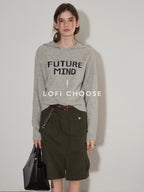 Lofi choose High Waist Cotton Slit H Line Loose Office Women Seaweed Green Midi Skirts