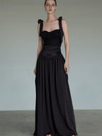 unspoken Flattering Slim Fit Spaghetti Strap Office Viscose Blend Women Maxi Dresses