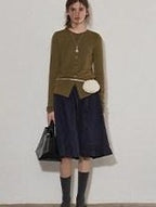 Lofi choose Button Front Slim Fit Commuter Womens Crew Neck Long Sleeve Knit Cardigans