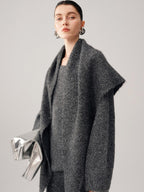 audreyyang Lyocell Blend Casual Loose Pullover Round Neck Women Two Piece Knit Sweaters