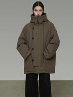 unspoken 90 Percent White Duck Down Hooded Loose Patchwork Cotton Warm Women Down Jackets