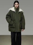 unspoken 90% White Duck Down Warm Midlength Stand Collar Women Army Green Down Jackets