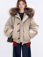 fano 90 Percent White Duck Down Warm Hooded Casual Windproof Womens Down Jackets