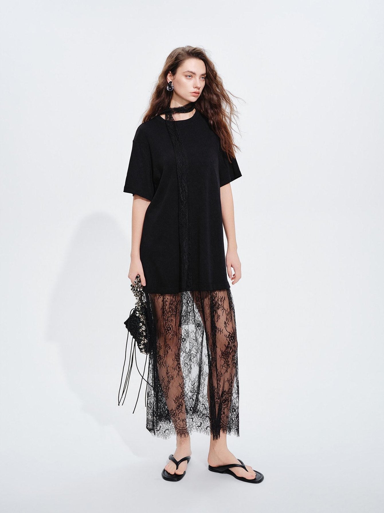 audreyyang Stretchy Polyester Blend Patchwork H Silhouette Casual Women Midi Dresses