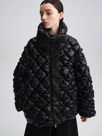 audreyyang 90 Percent Duck Down Thick Warm Casual Diamond Quilted Women Zipper Down Jackets