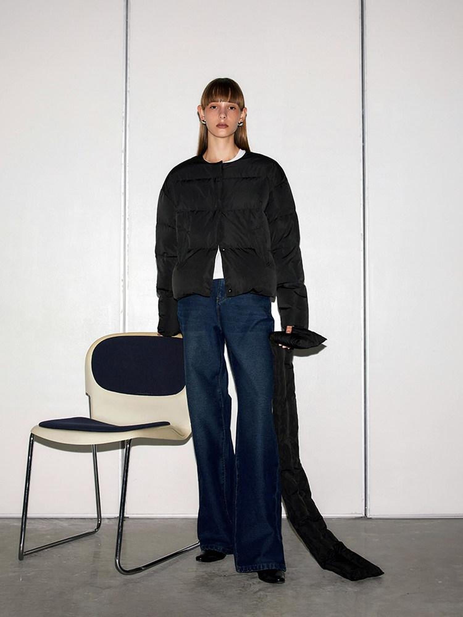 someone sometimes Vintage Blue Natural Waist Relaxed Fit Casual Polyester Wide Leg Jeans