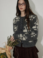 Lofi choose Cozy Thick Printed Wool Blend Relaxed Oversized Women Crewneck Cardigans