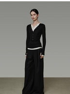 unspoken Breathable Skin Friendly Slim Fit Button Half Collar Women Knit Cardigans