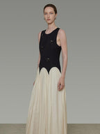 unspoken Elegant Beaded High Waist A Line Sleeveless Office Polyester Maxi Dresses