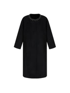 unspoken Heavyweight Lambswool Blend Minimal Commuter Loose Longline Black Wool Coats