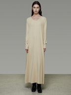 unspoken Non Fading Modal Cotton Long Sleeve Loose Waist Minimalist Commuter Maxi Dresses