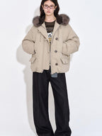 fano 90 White Duck Down Warm Commuter Straight Fit Patchwork Khaki Women Down Jackets