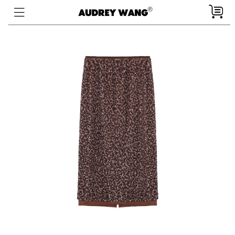 audreyyang_Stretch_Sculpting_Mid_Waist_Pencil_Slim_Fit_Brown_Women_Polyester_Maxi_Skirts_MISSTT