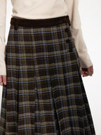 someone sometimes Original Design Plaid V-neck Long Sleeve Polyester Office Chic Top & Skirt Sets