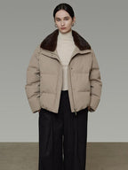 unspoken 90 White Duck Down Warm Loose Commuter Zip Lapel Women Down Jackets