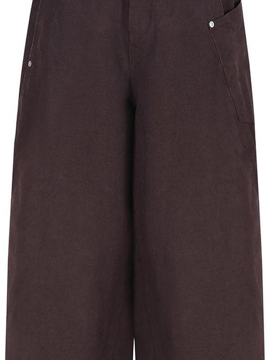 fano Breathable Pure Cotton Straight Leg Natural Waist Women Brown Sweatpants