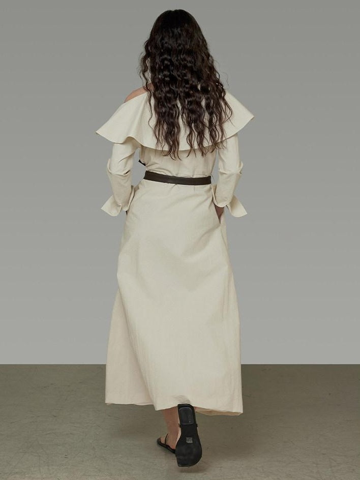 unspoken Comfortable Cotton Blend High Waist Asymmetrical Shirt Dress Office Maxi Dresses