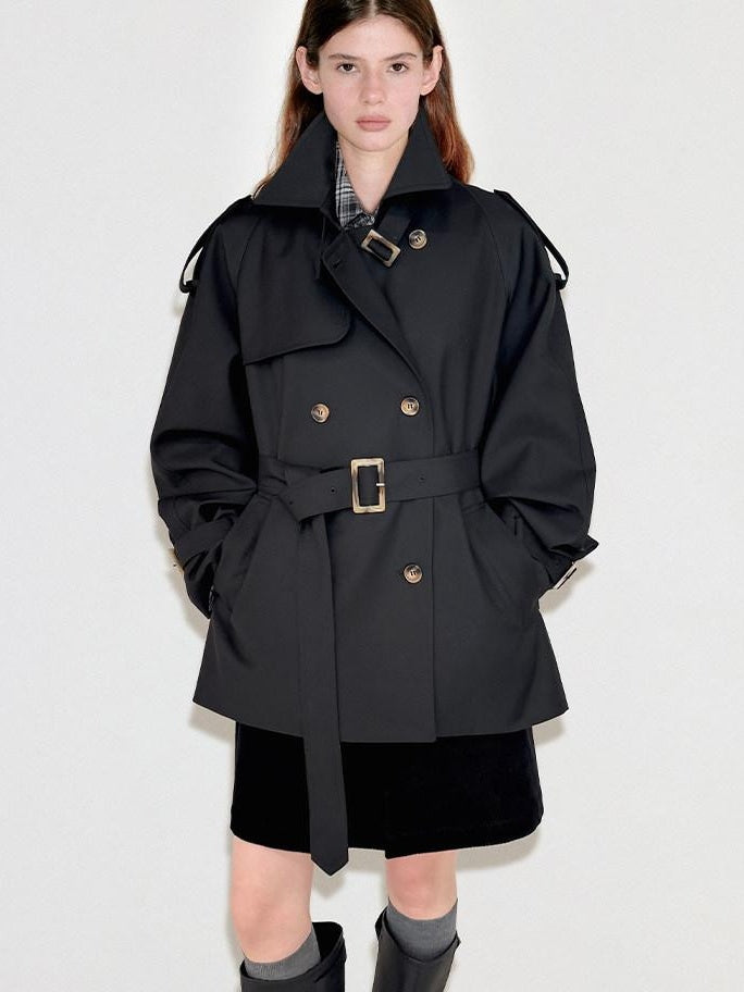 fano Double Breasted Mid Length Loose Fit Korean Commuter Women Classic Trench Coats