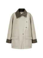 unspoken Pure Cotton Loose Mid Length Single Breasted Women Commuter Khaki Trench Coats