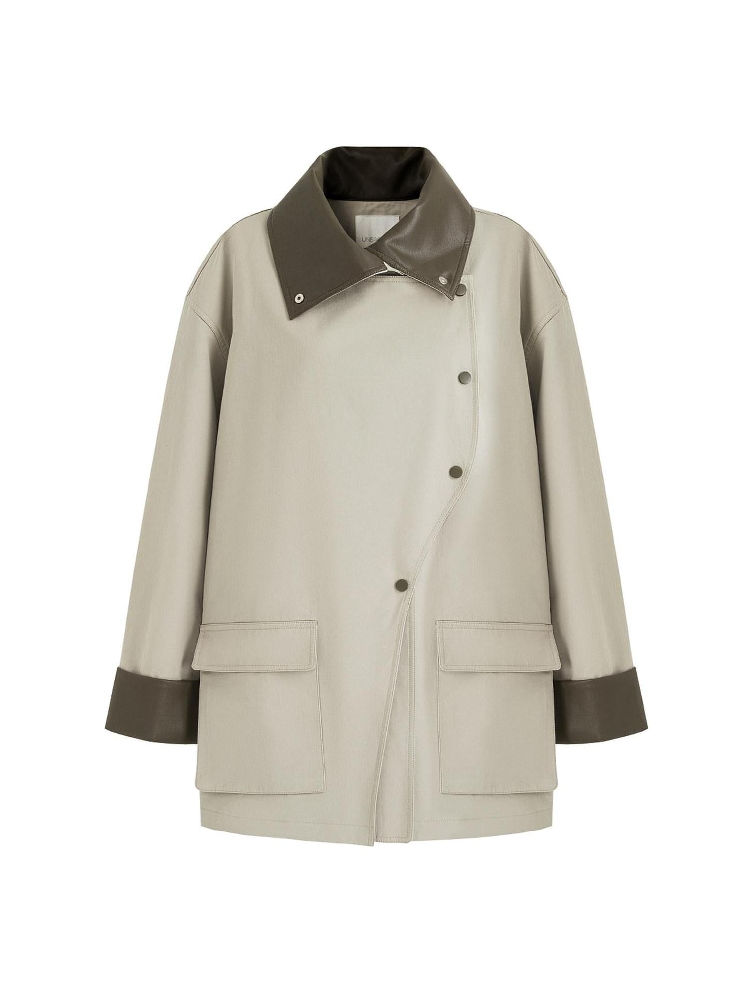 unspoken Pure Cotton Loose Mid Length Single Breasted Women Commuter Khaki Trench Coats